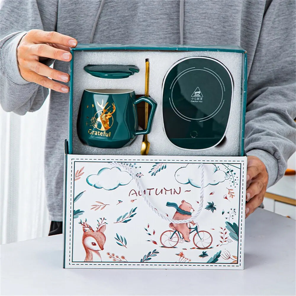 Ceramic Mug Warmer with Thermostatic Control for Coffee and Tea