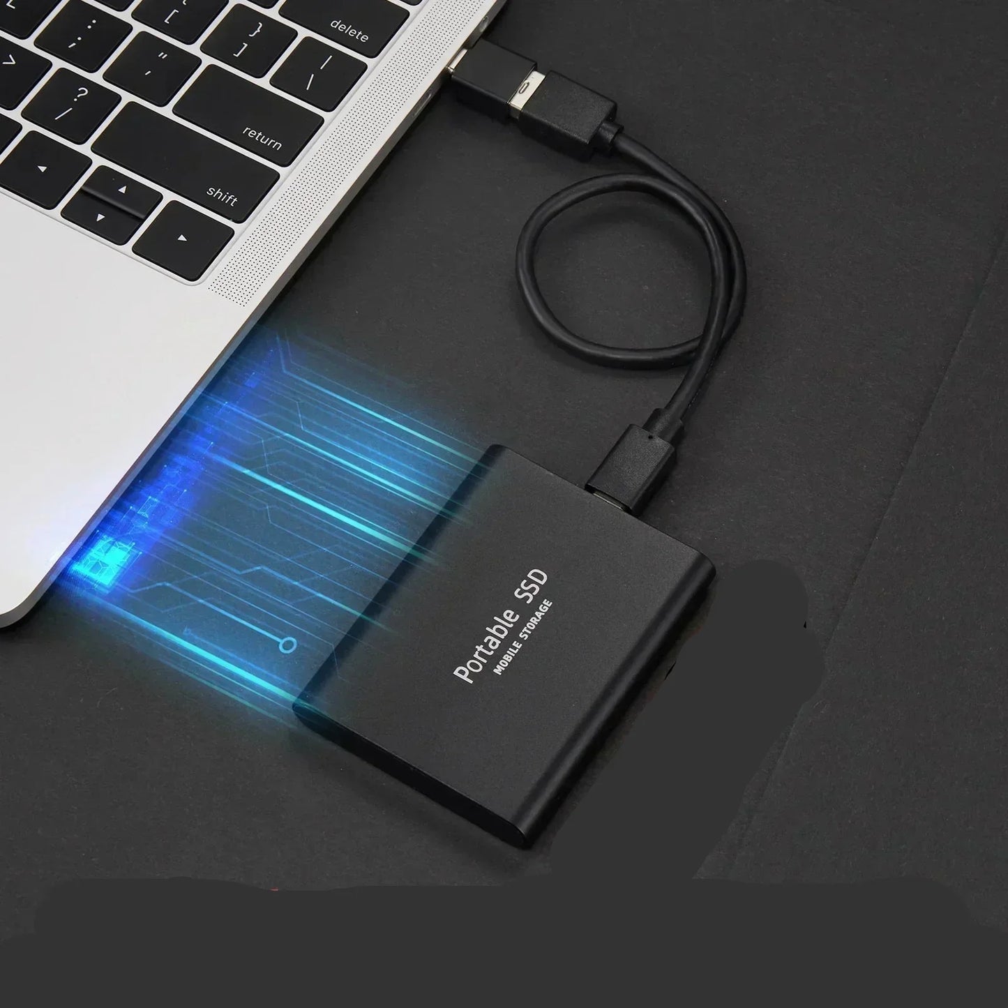 Portable 128GB SSD External Drive with USB-C for Multi-Device Use