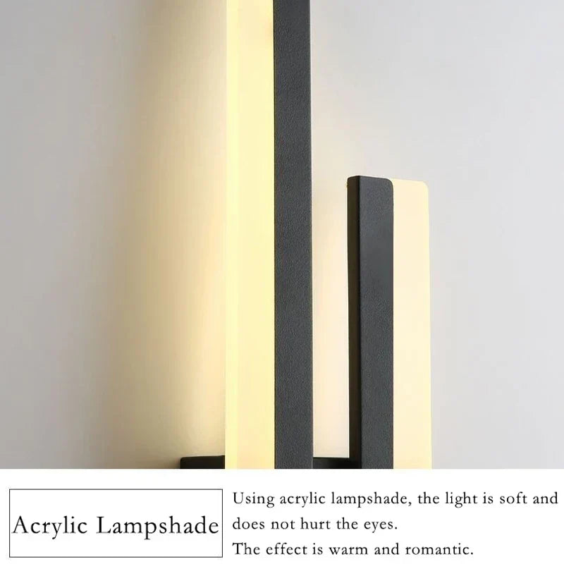 Modern Black and Gold LED Wall Lamp with Acrylic Shade