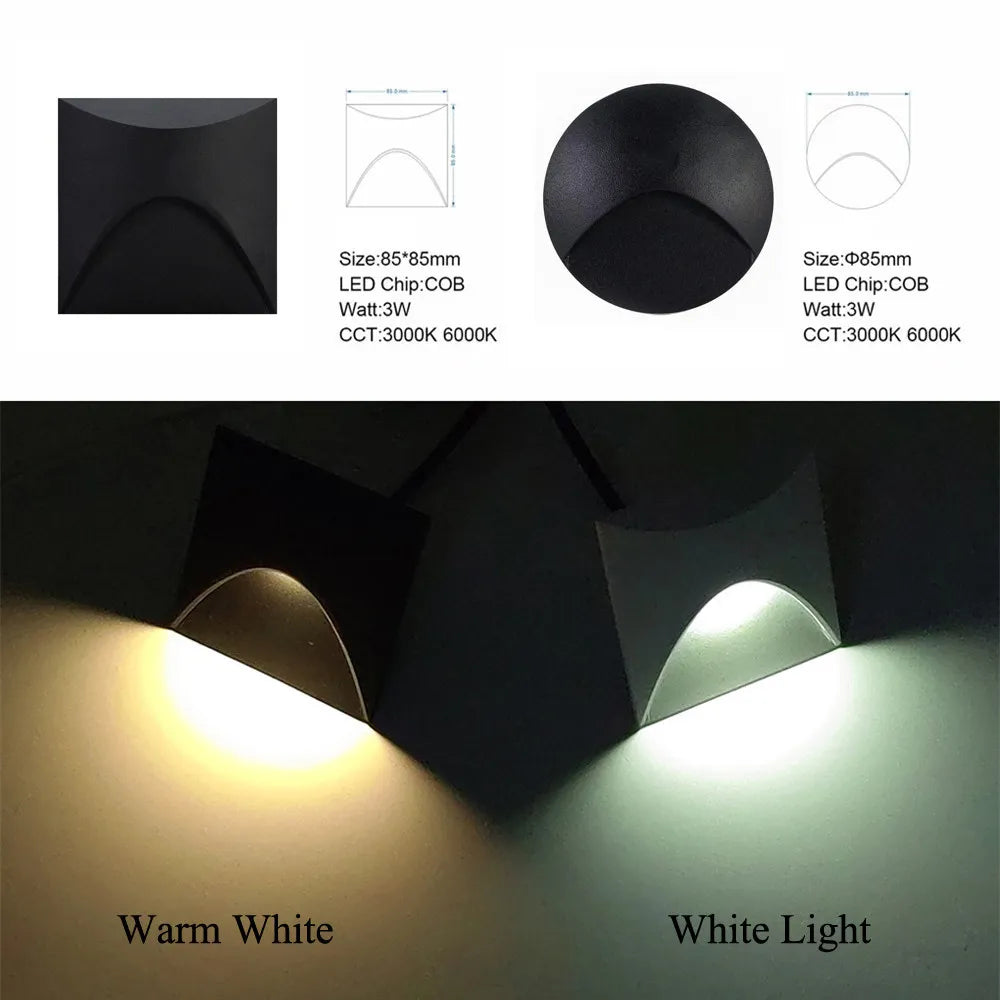Waterproof LED Recessed Wall Light for Outdoor Steps and Balconies