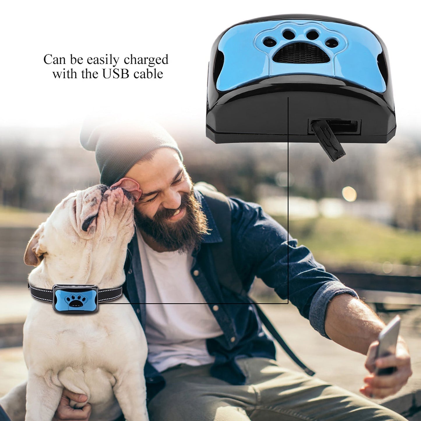 No-Shock Adjustable Anti-Bark Dog Collar with Sound and Vibration