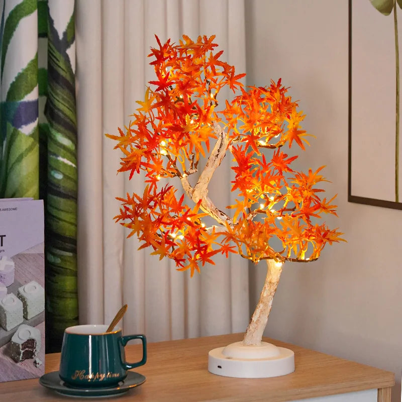 LED Maple Leaf Bonsai Tree Night Light Table Lamp