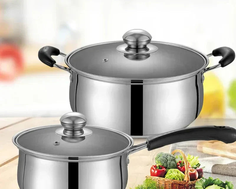 3-Piece Stainless Steel Cookware Set with Lids