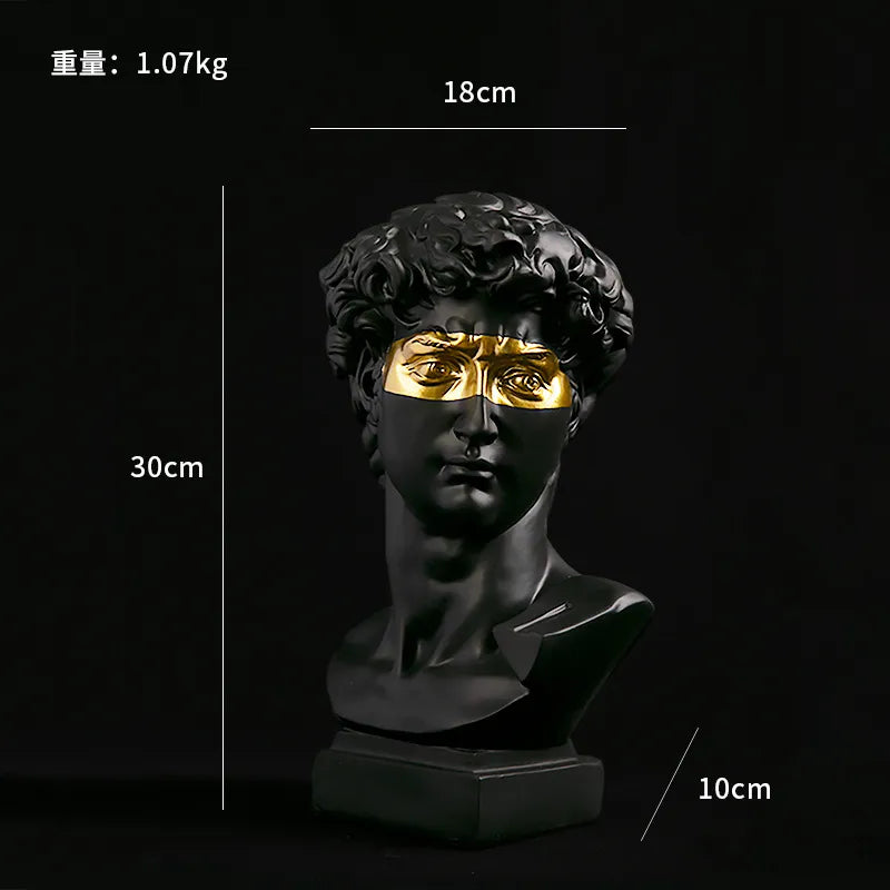 David Head Resin Bust Sculpture - Modern Abstract Art for Home Decor
