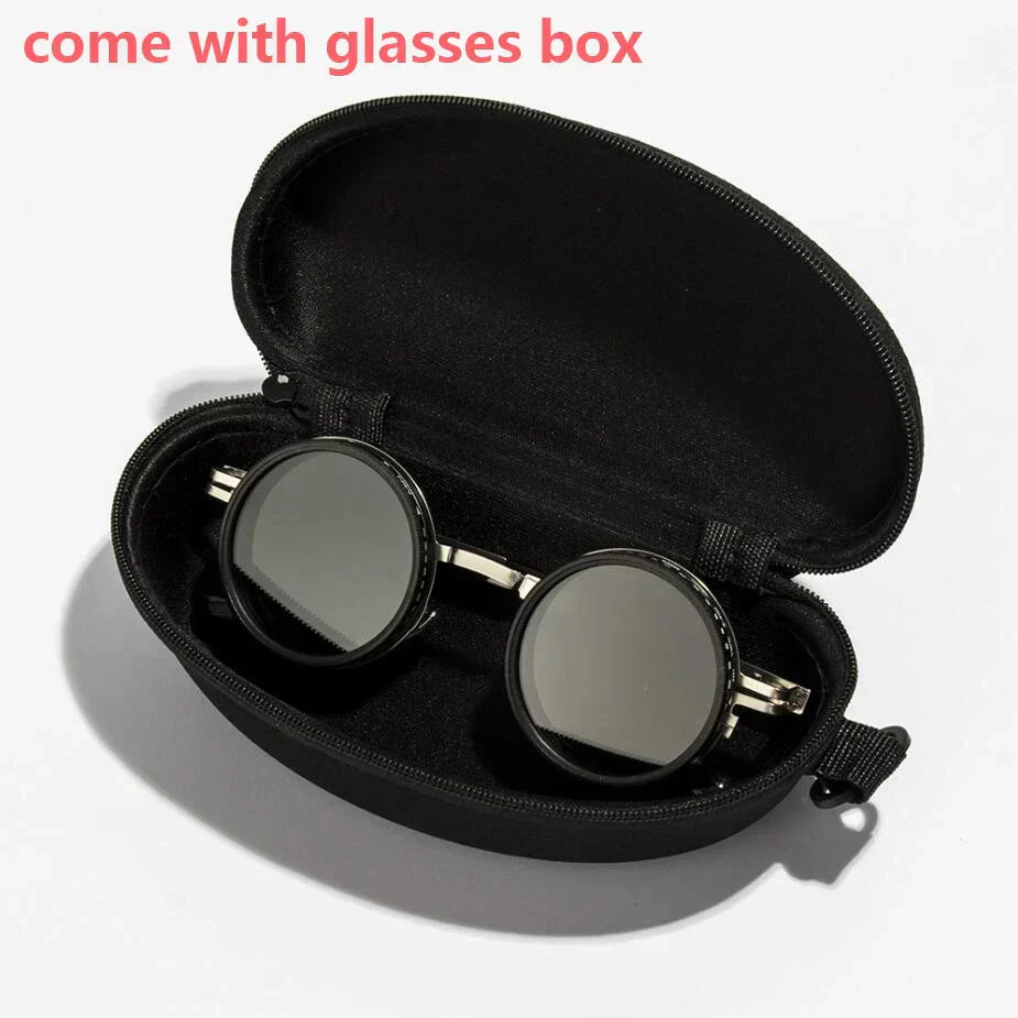 Polarized Round Sunglasses with Adjustable Dimming and UV400 Protection