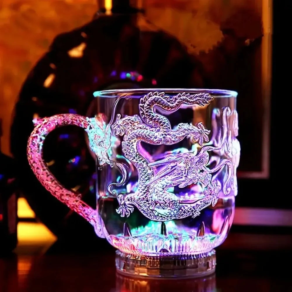Color Changing LED Dragon Mug - Water Activated Light-Up Cup for Beer, Coffee, and Wine