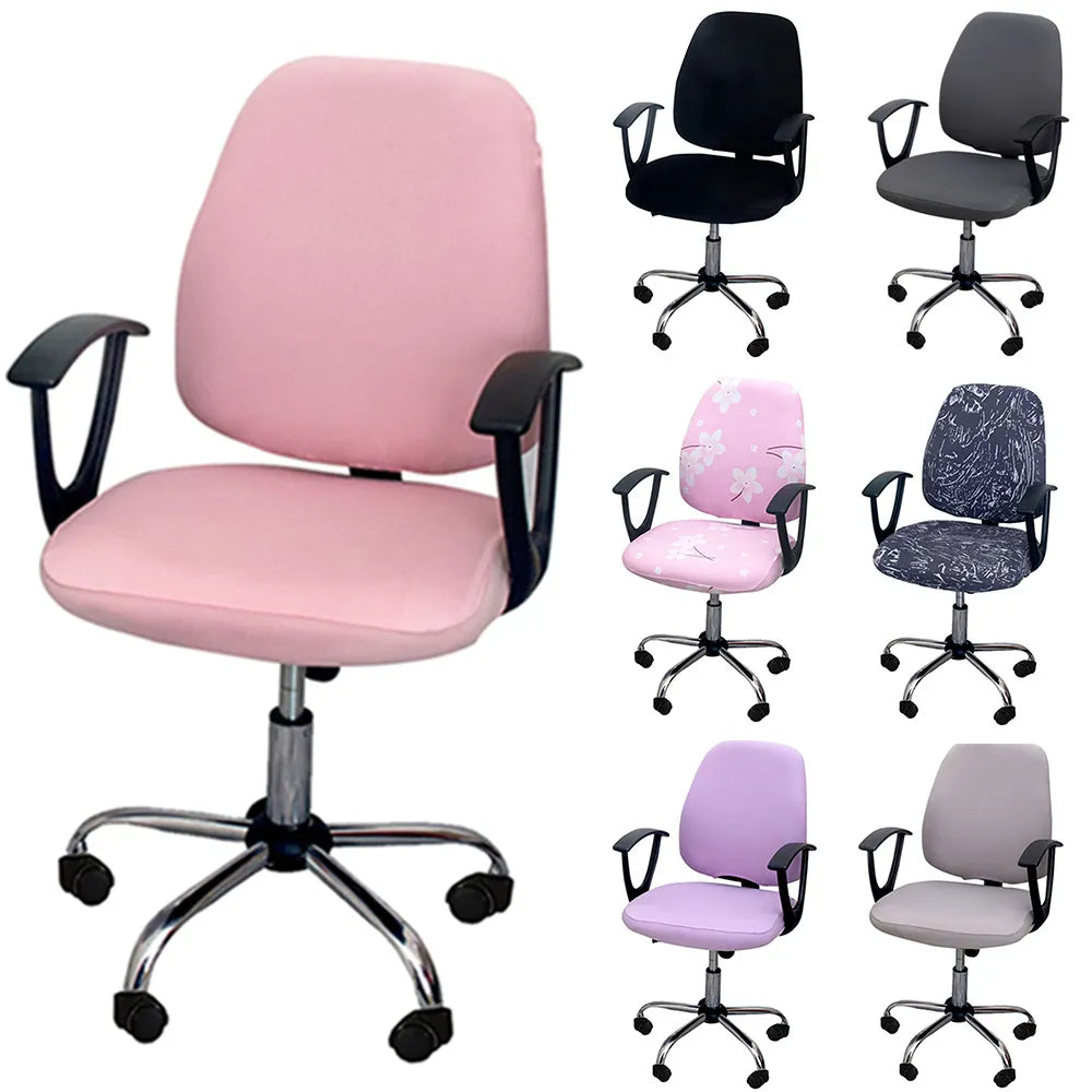 2-Piece Solid Color Spandex Office Chair Covers