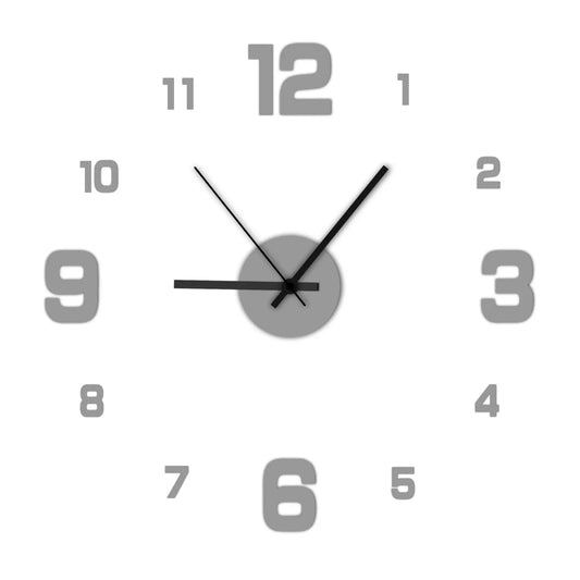 Frameless Contemporary Wall Clock with Large Numbers