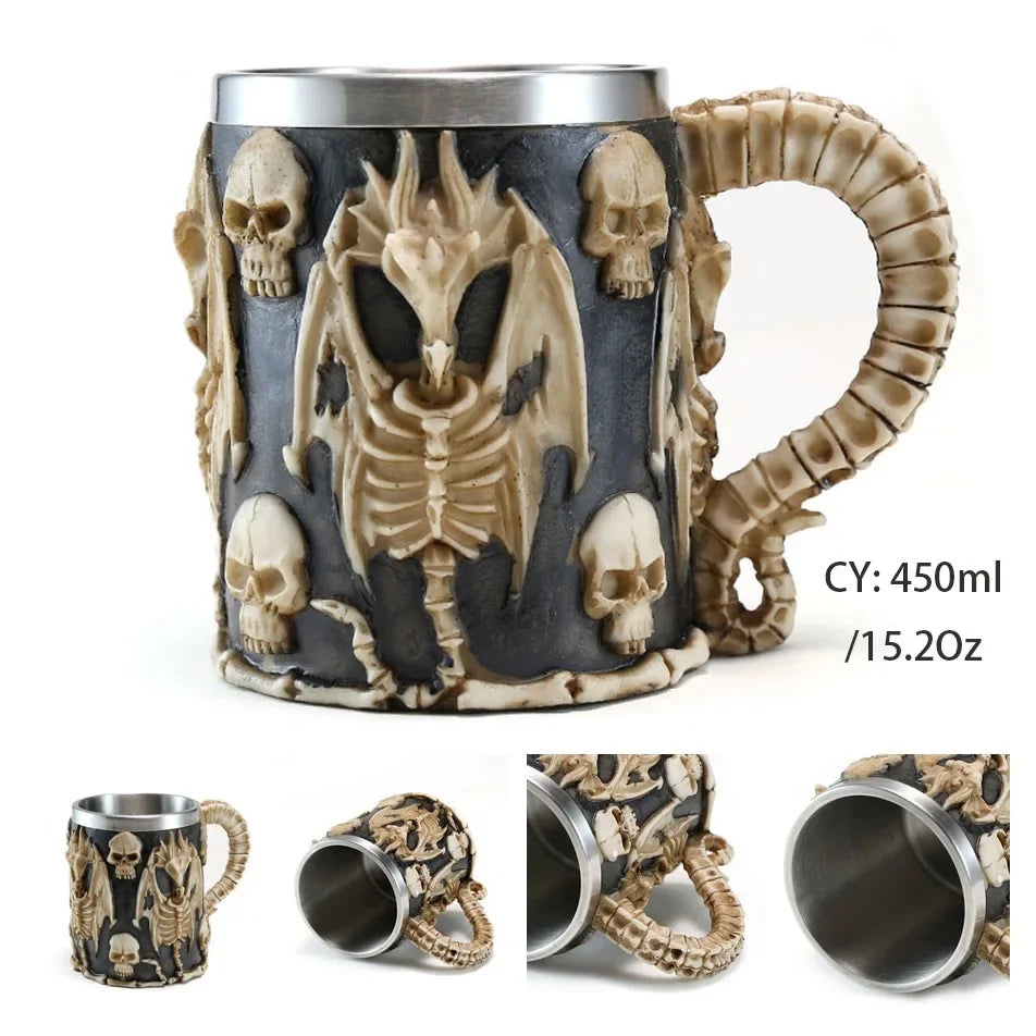 Medieval Dragon Resin and Stainless Steel Mug 600ml