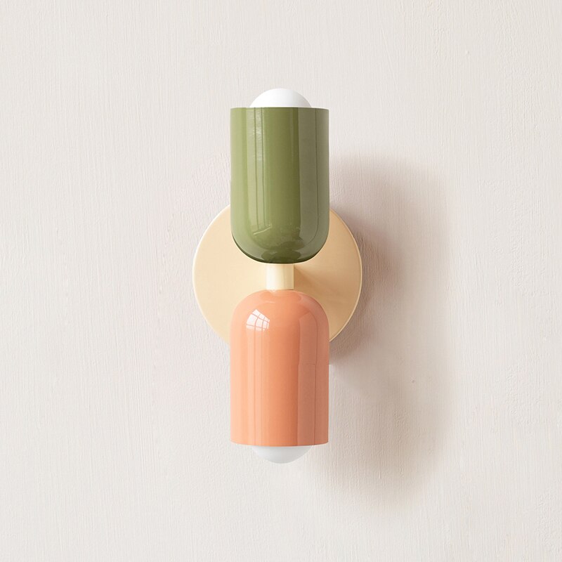 Minimalist Double-Bulb Wall Lamp in Distinctive Color Shades