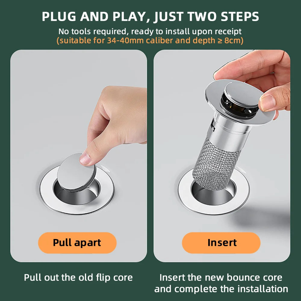 Stainless Steel Pop-Up Sink Strainer and Drain Filter