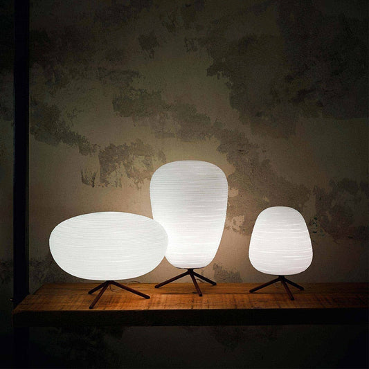 Japanese-Inspired Glass Table Lamp with Metal Base
