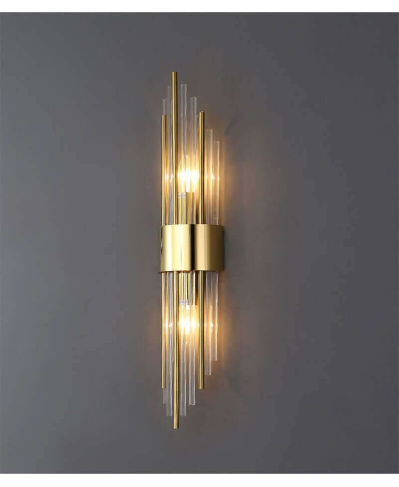 Art Deco Gold Wall Lights with Up & Down Shades