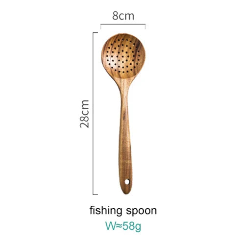 Acacia Wood Kitchen Utensil Set with Display Stand
