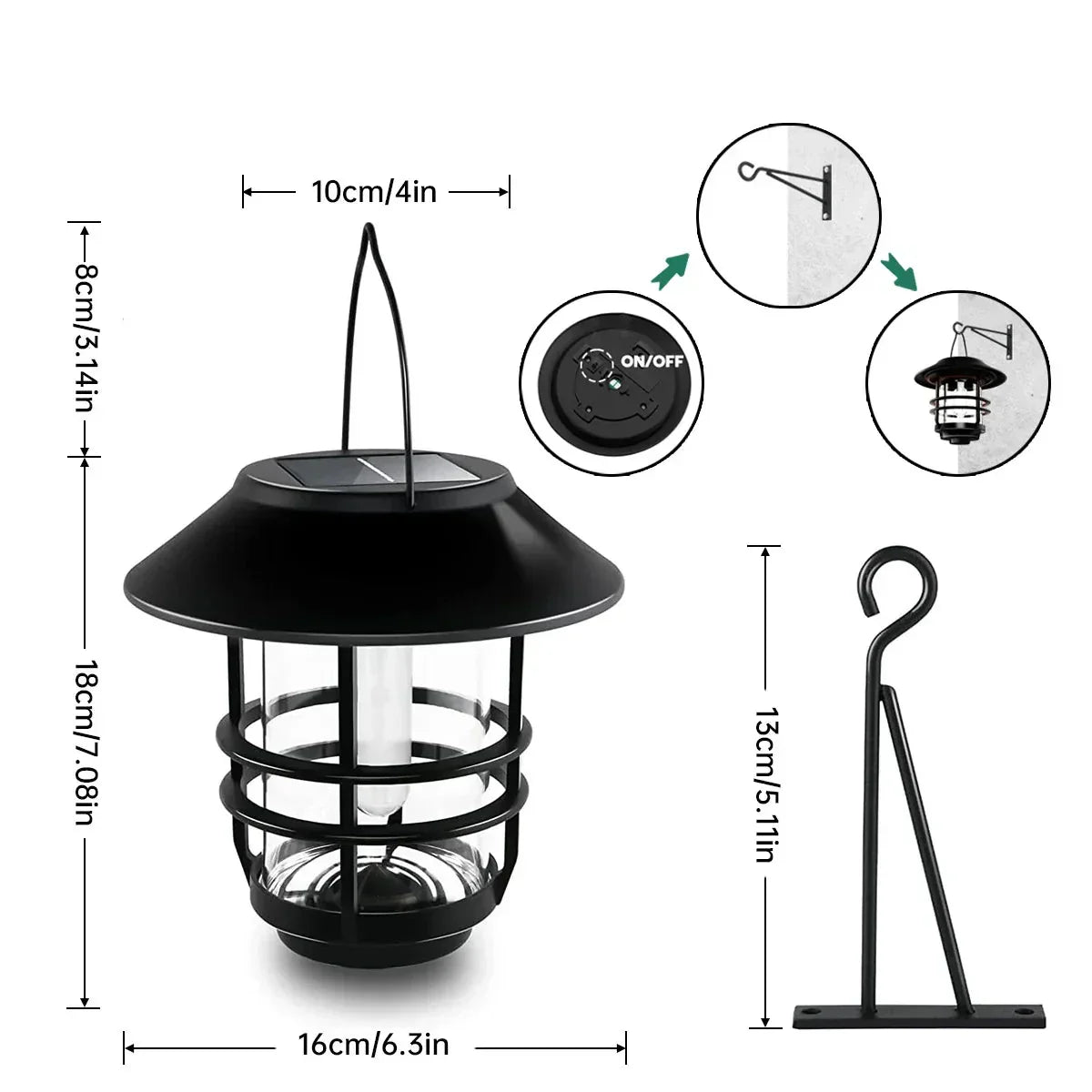 Solar Waterproof Flickering Flame Lantern for Outdoor Use