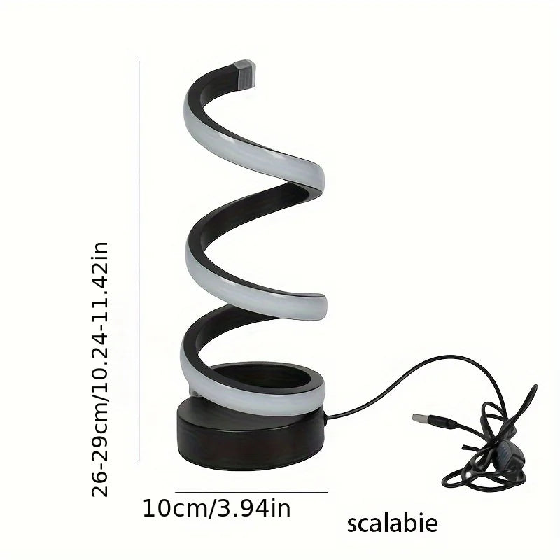 Contemporary Spiral LED Table Lamp with Adjustable Light