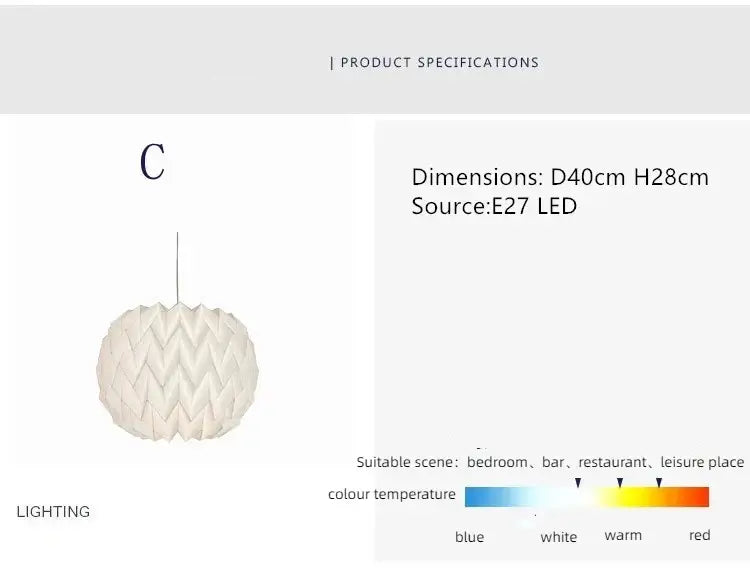 Origami-Inspired White Paper Lantern - Modern Minimalist Design