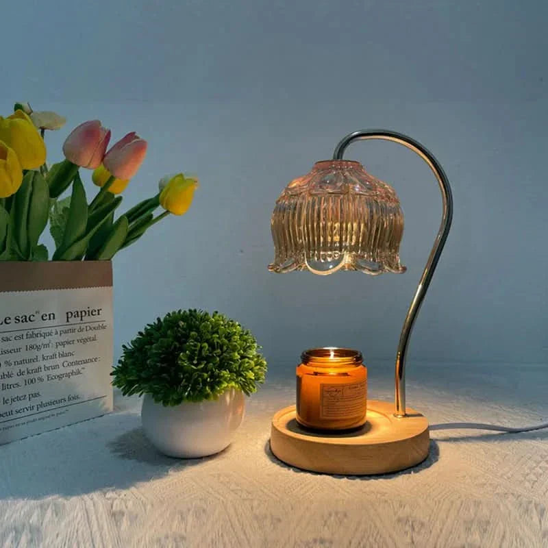 Modern Metal and Glass Table Lamp with Warm LED Light