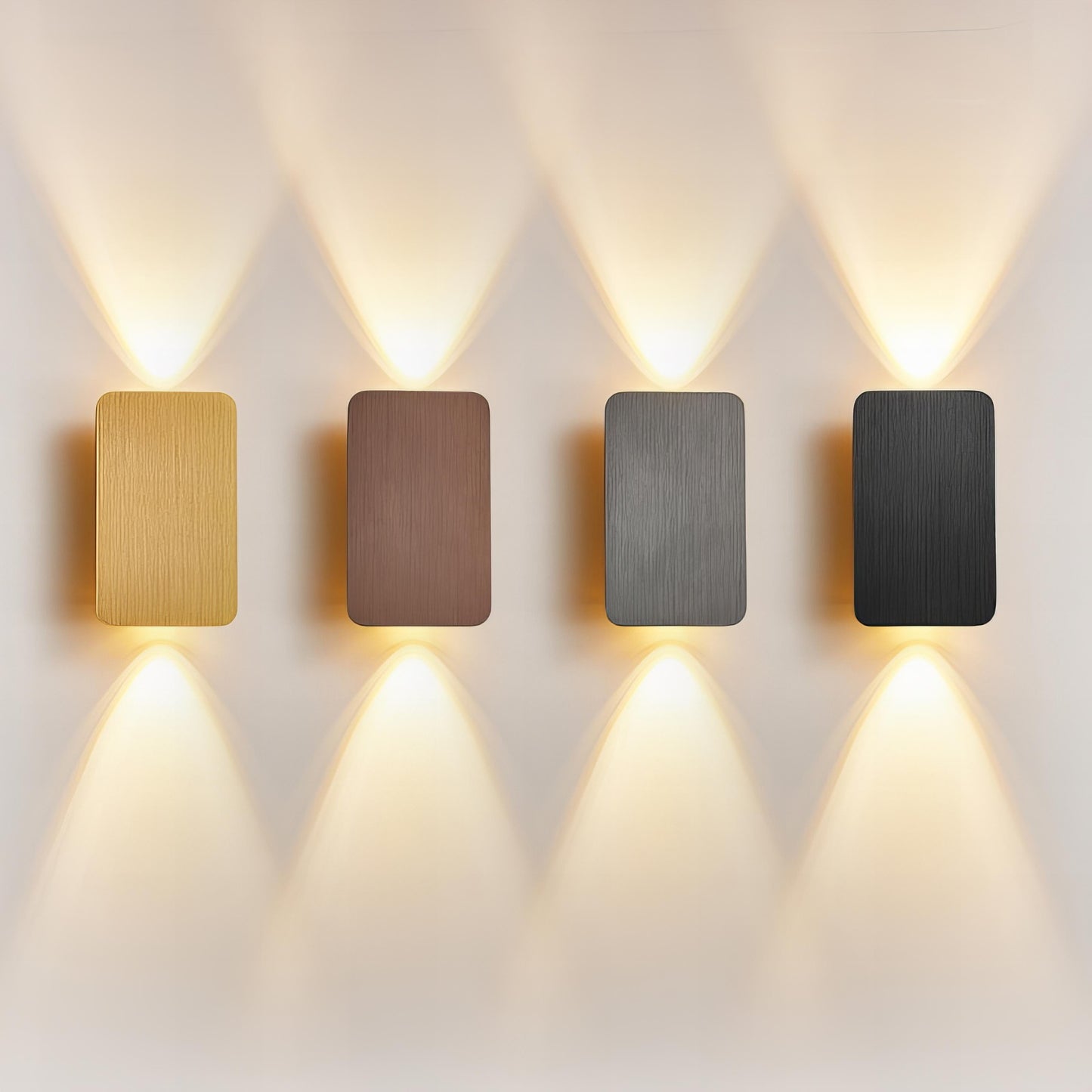 Rectangular Up/Down Wall Light in Warm White - Black, Gold, Gray, Brown