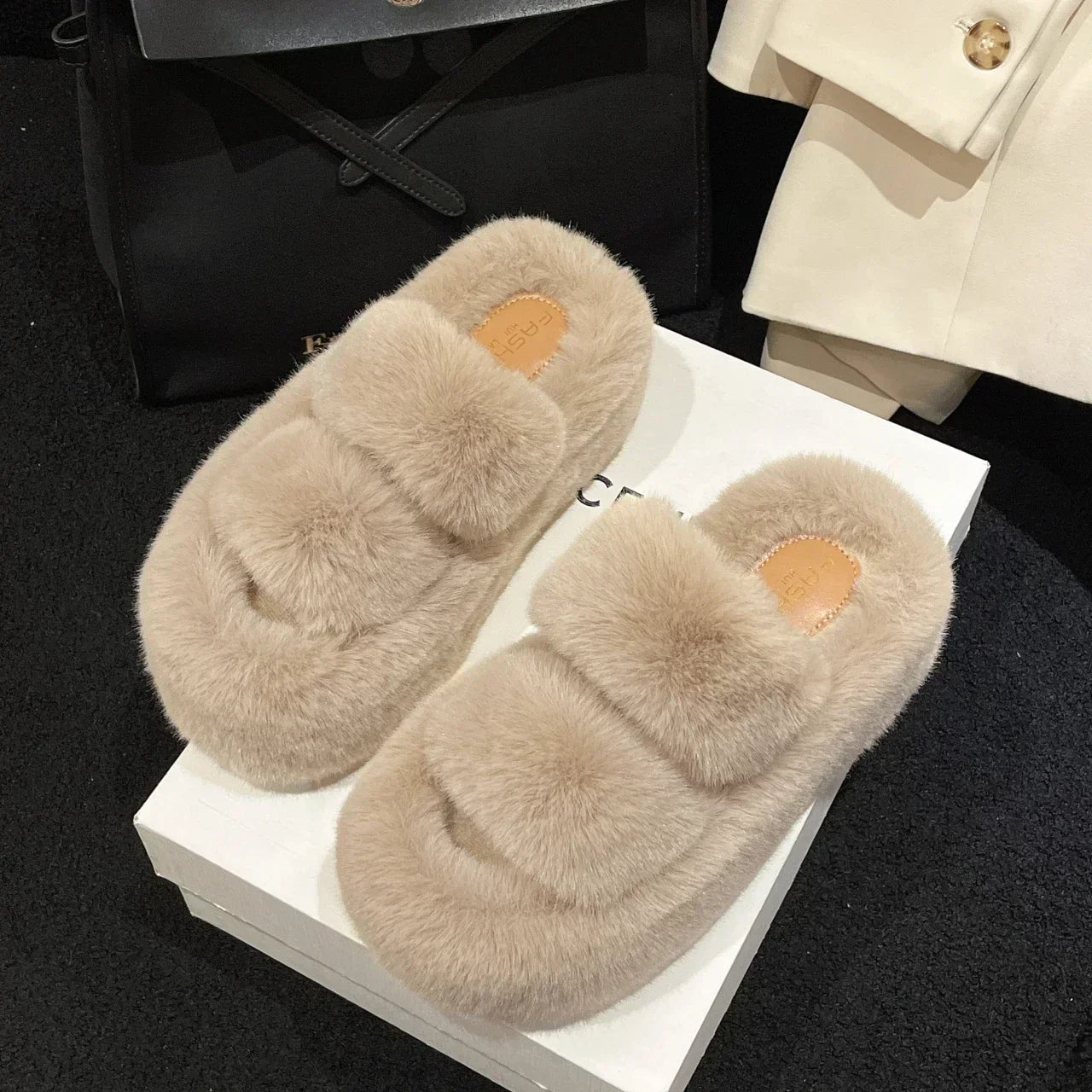 Soft Plush High Heel Slippers for Women