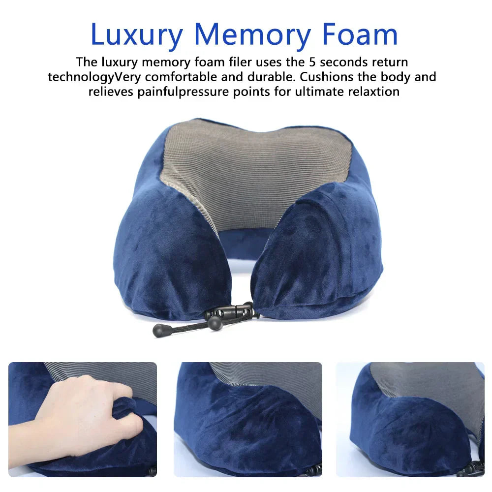 U-shaped Memory Foam Neck Pillow for Travel and Sleep