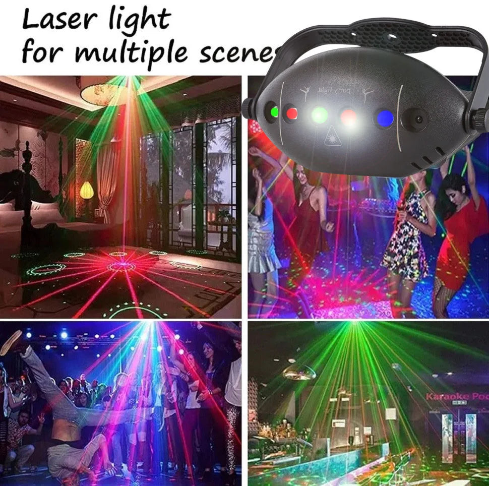 RGB Disco Laser Projector with Strobe Effect and Sound Activation for Parties and Events