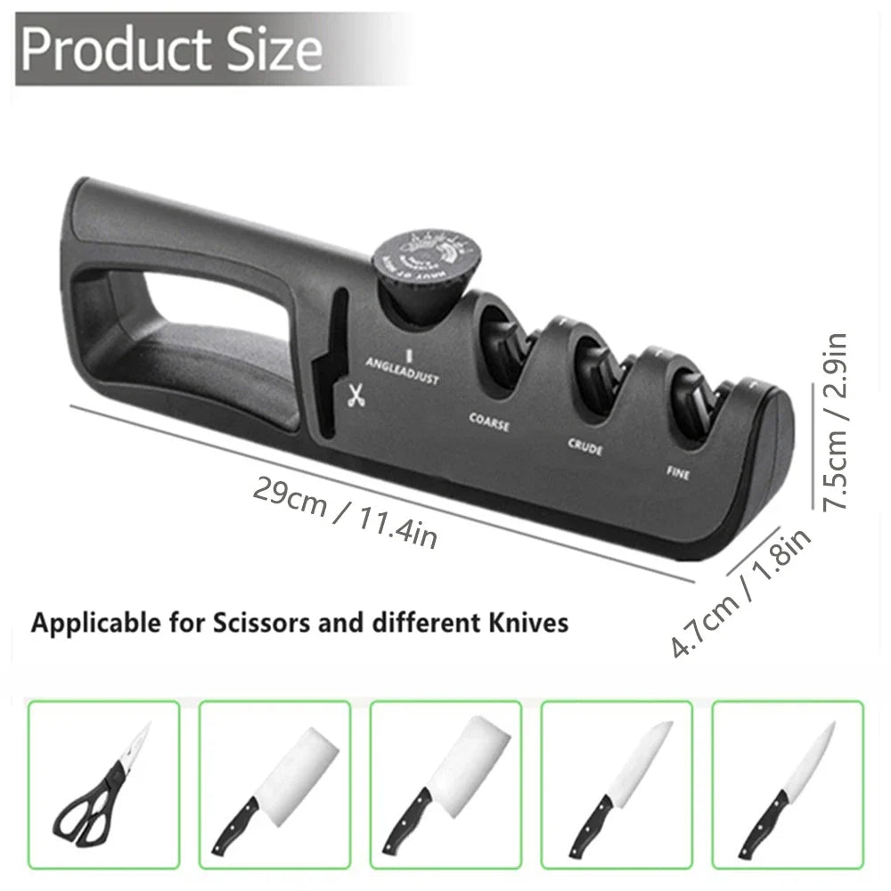 4-in-1 Knife Sharpener with Adjustable Angle and Non-Slip Base