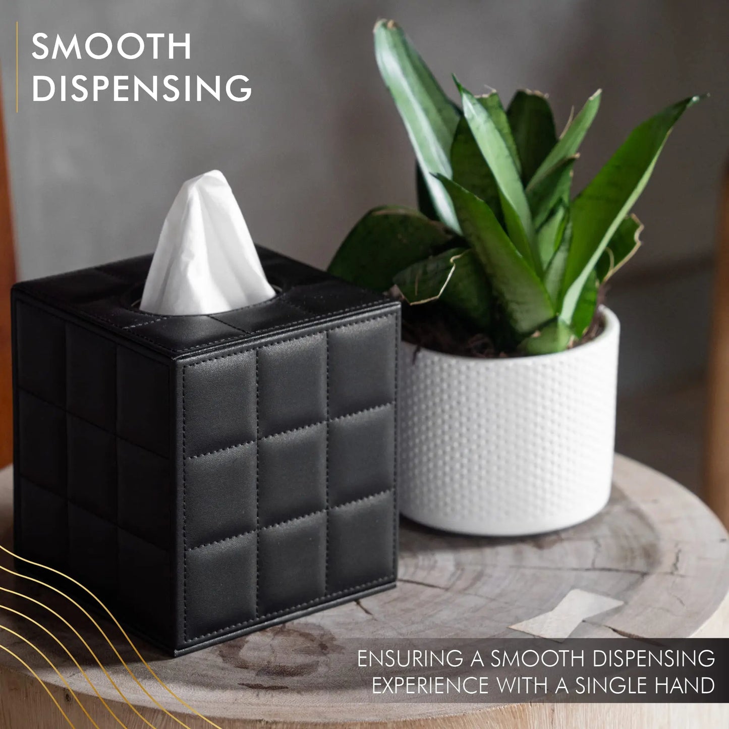 Square Leather Tissue Box Holder and Napkin Dispenser