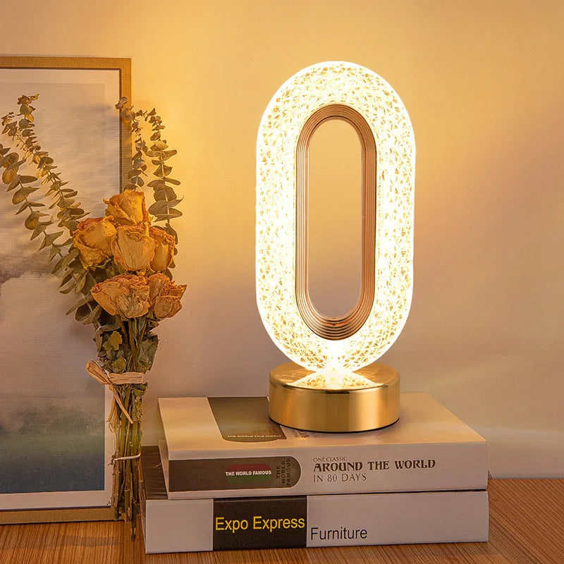 Dimmable Crystal LED Table Lamp with USB Charging and Remote Control