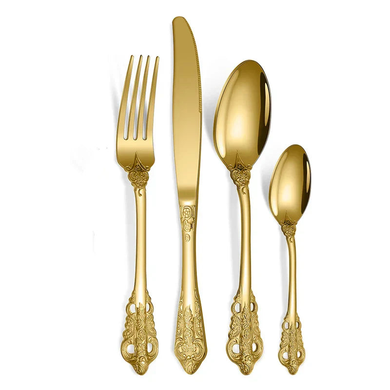Gold-Plated Stainless Steel Cutlery Set