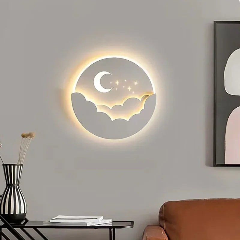 LED Moon and Stars Wall Light - Nordic Design, Adjustable Color