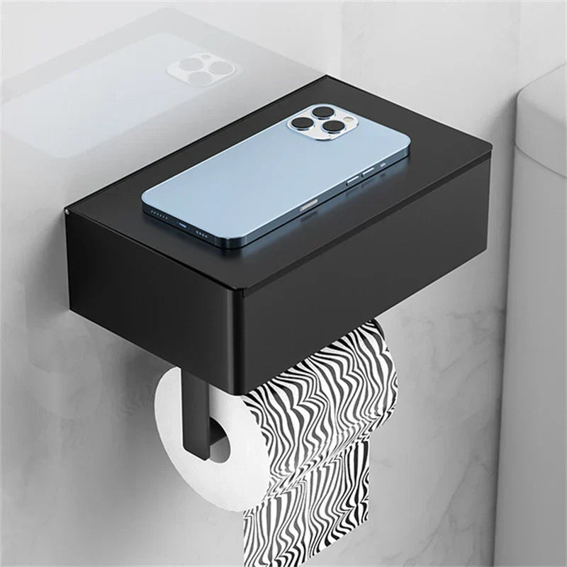 Elegant Metal Toilet Paper Holder in Black or Silver
