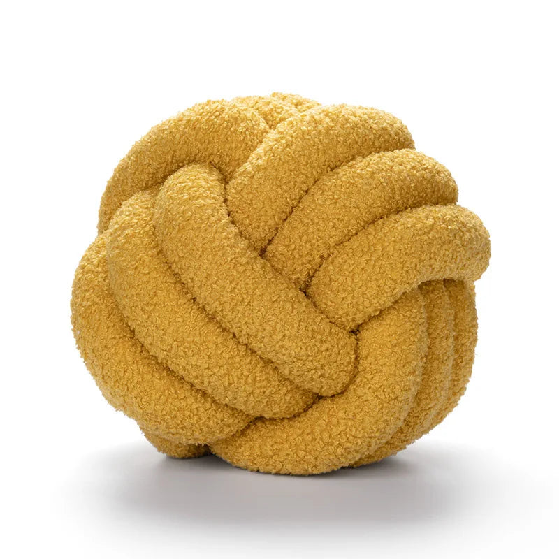 Cozy Hand-Knotted Sheepskin Ball Throw Pillow