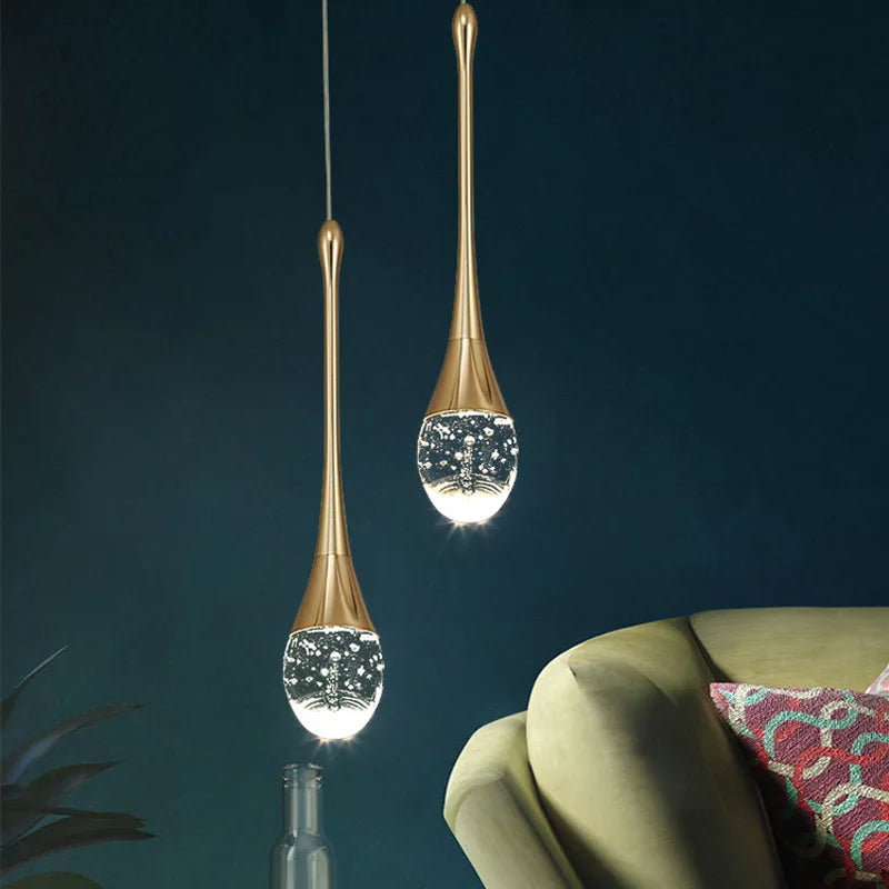 Crystal Pendant Light with Gold Finish and LED Bulbs