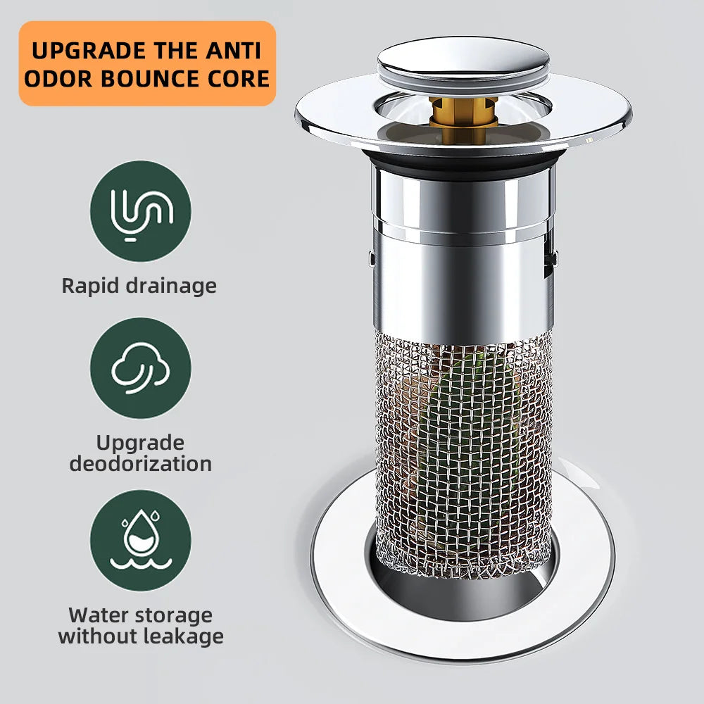 Stainless Steel Pop-Up Sink Strainer and Drain Filter
