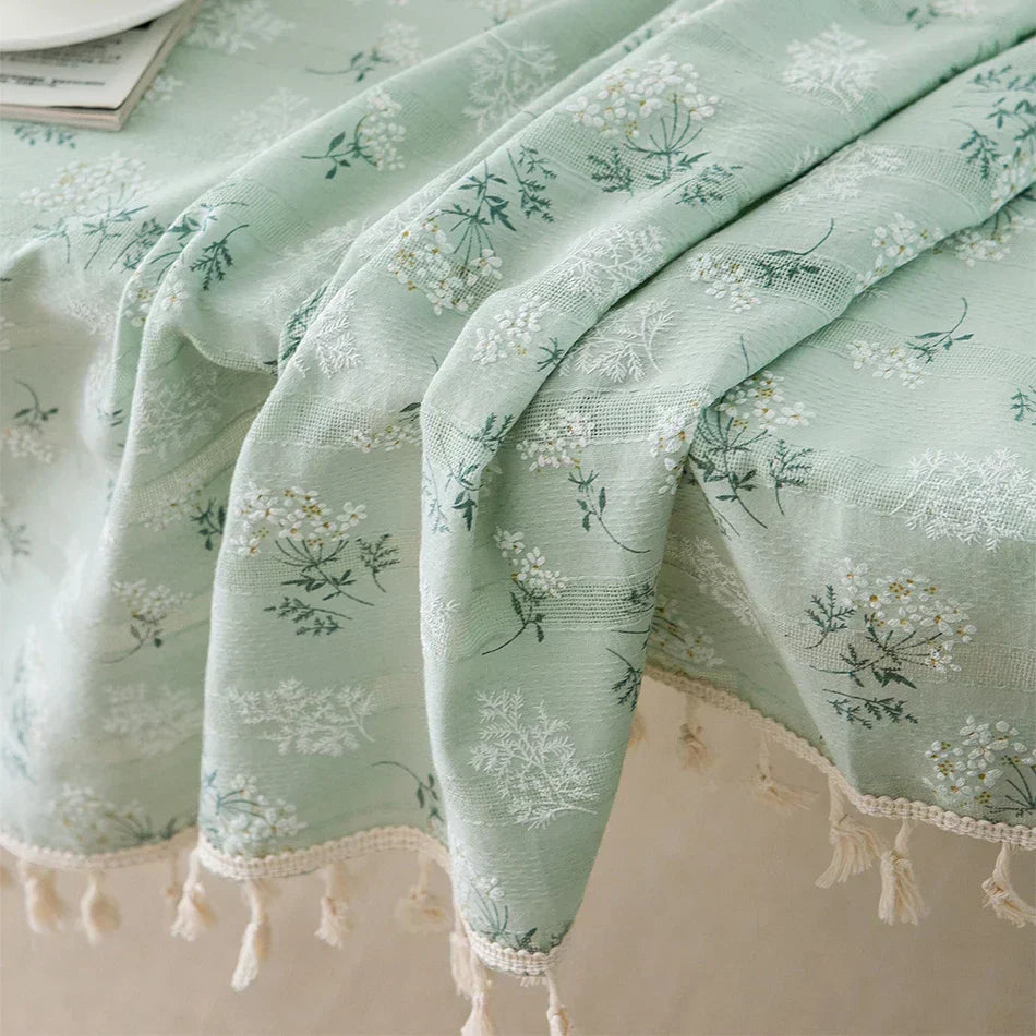 Floral Cotton Tablecloth in Rectangular and Round Shapes