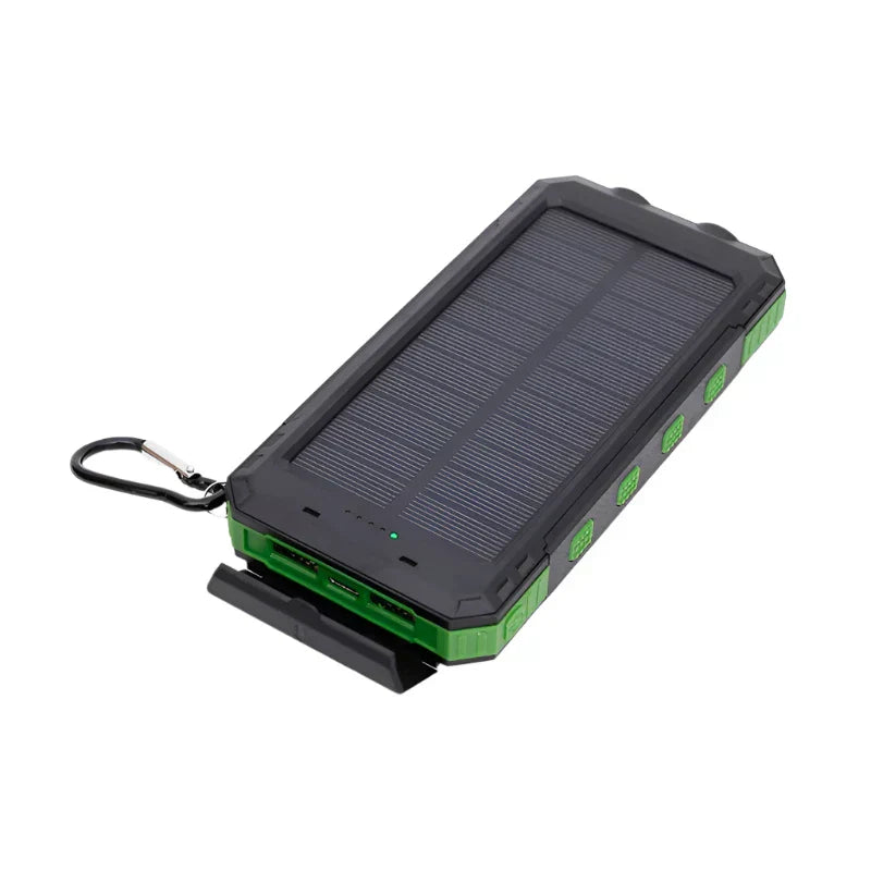 Portable Solar Power Bank with Fast Charging and Dual LED Flashlight