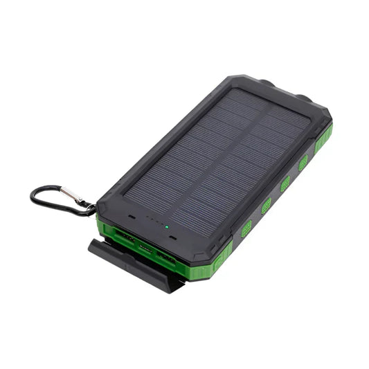 Portable Solar Power Bank with Fast Charging and Dual LED Flashlight