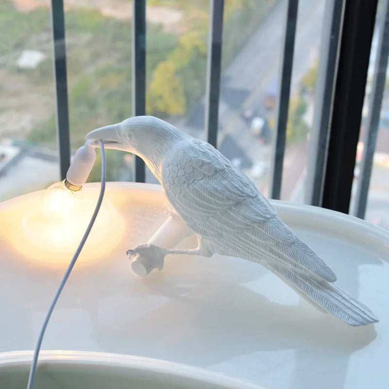 Modern Lucky Bird Table Lamp with Resin Design and LED Lighting