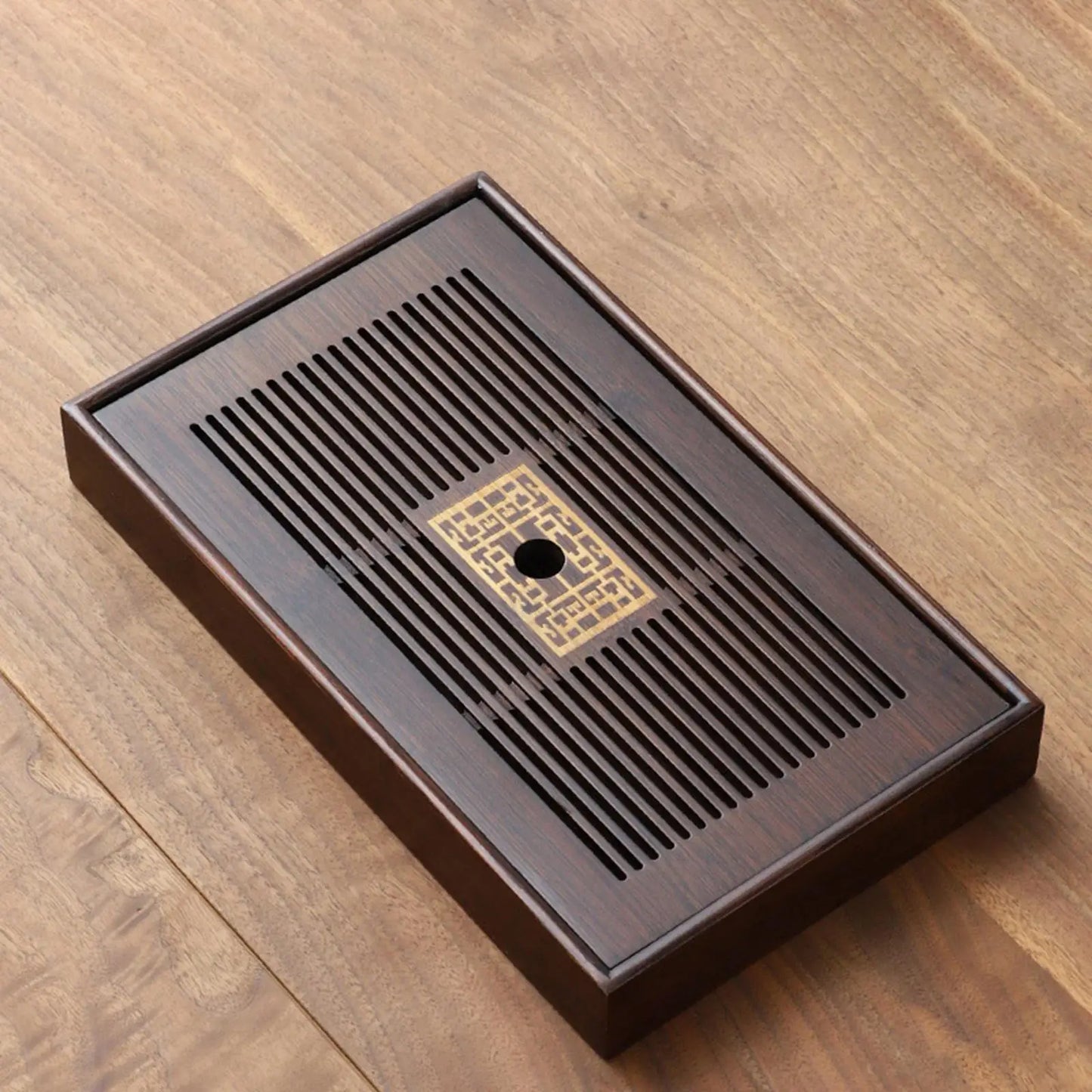 Bamboo Chinese Tea Tray with Removable Water Storage and Quick Drainage