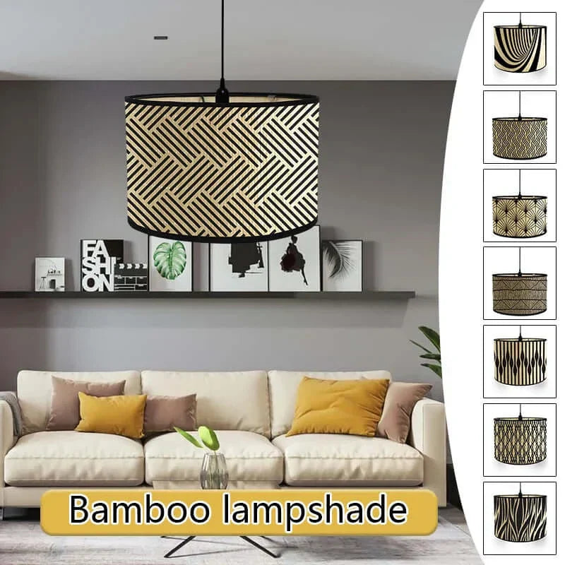 Art Deco Bamboo and Iron Drum Lampshade