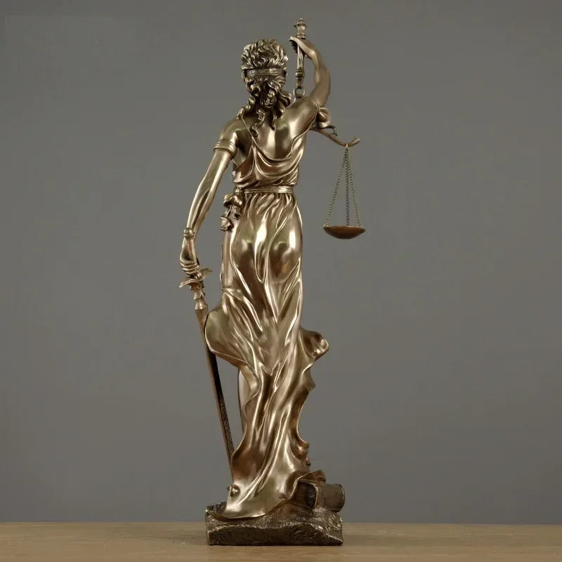 Antique Bronze Greek Goddess of Justice Statue