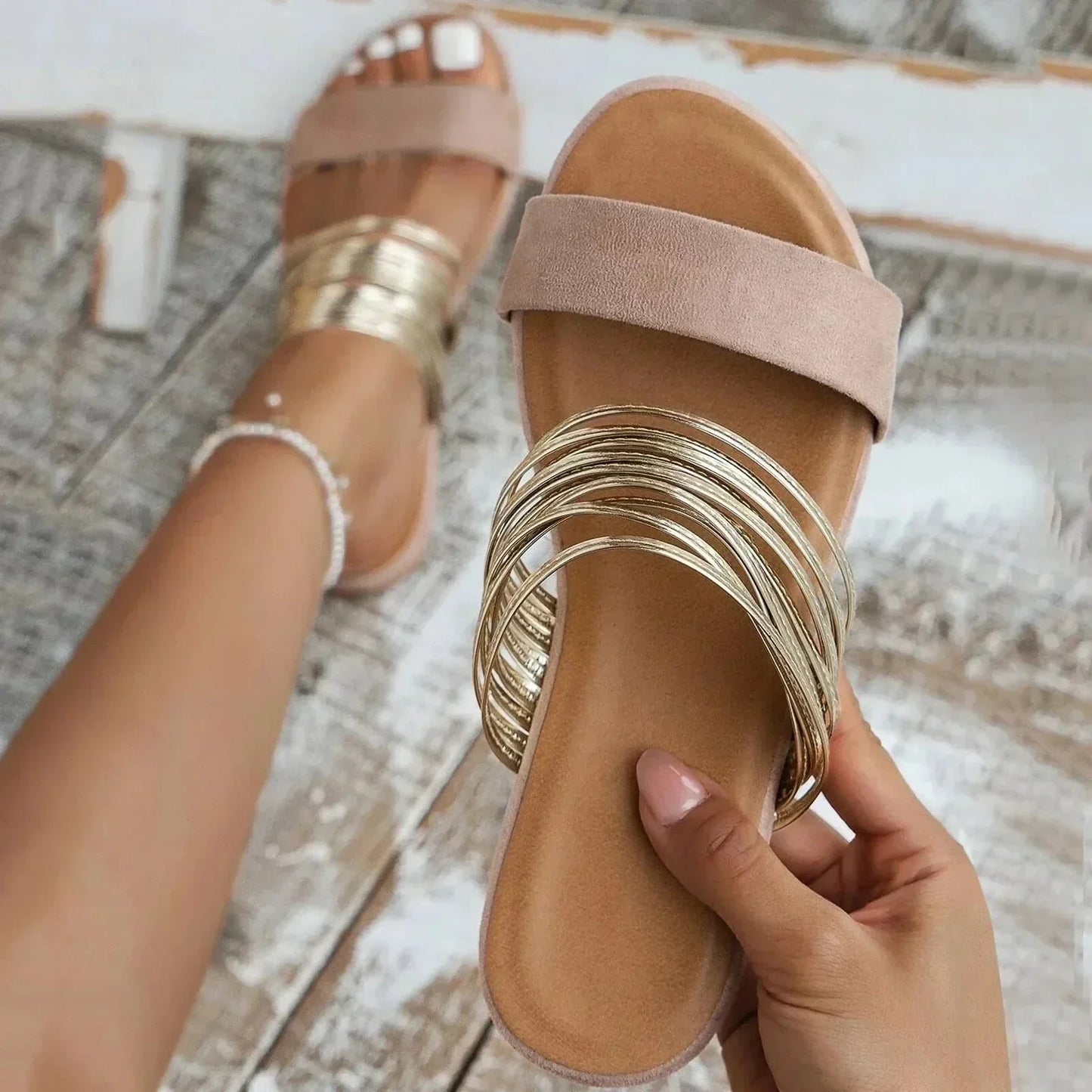 Comfortable Women's Slip-On Sandals with Decorative Straps