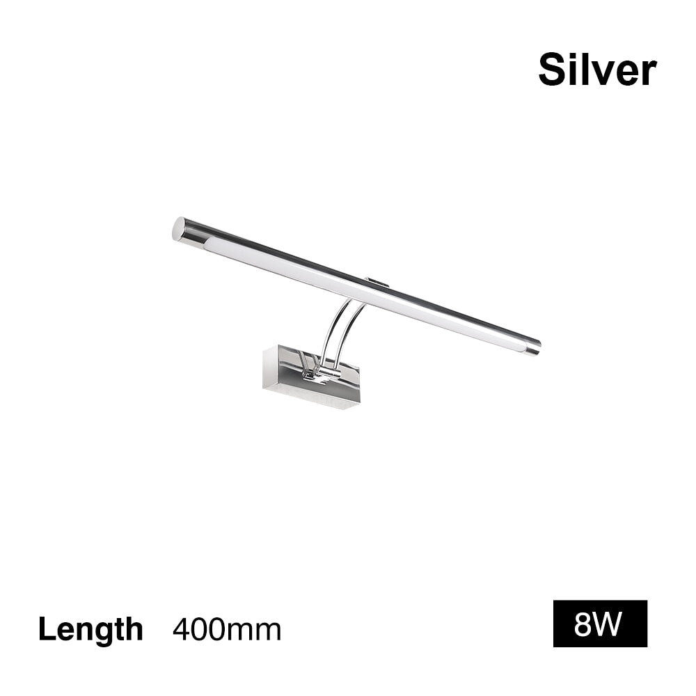 80-100cm Adjustable LED Wall Lamp - Modern Black and Silver Bathroom Light