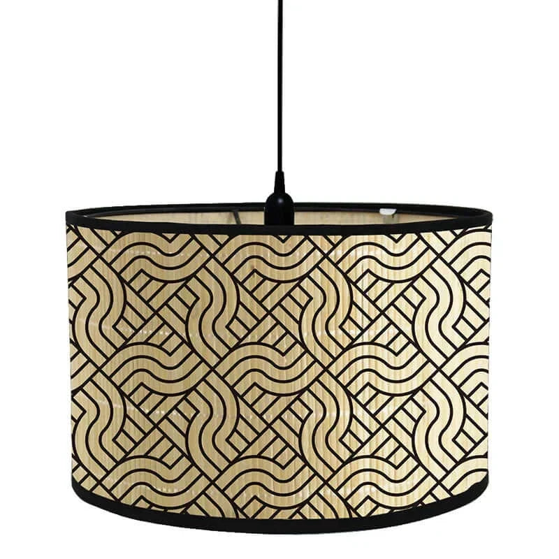 Art Deco Bamboo and Iron Drum Lampshade