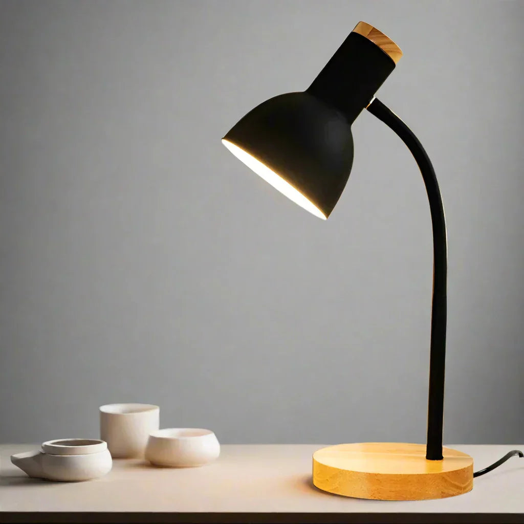Scandinavian Wood and Iron LED Desk Lamp