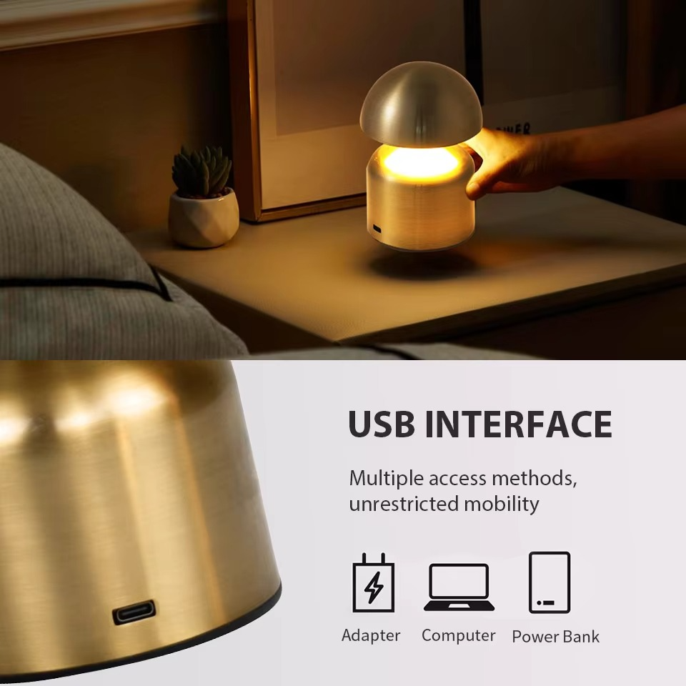 Rechargeable LED Touch Bedside Lamp with 3-Color Dimming