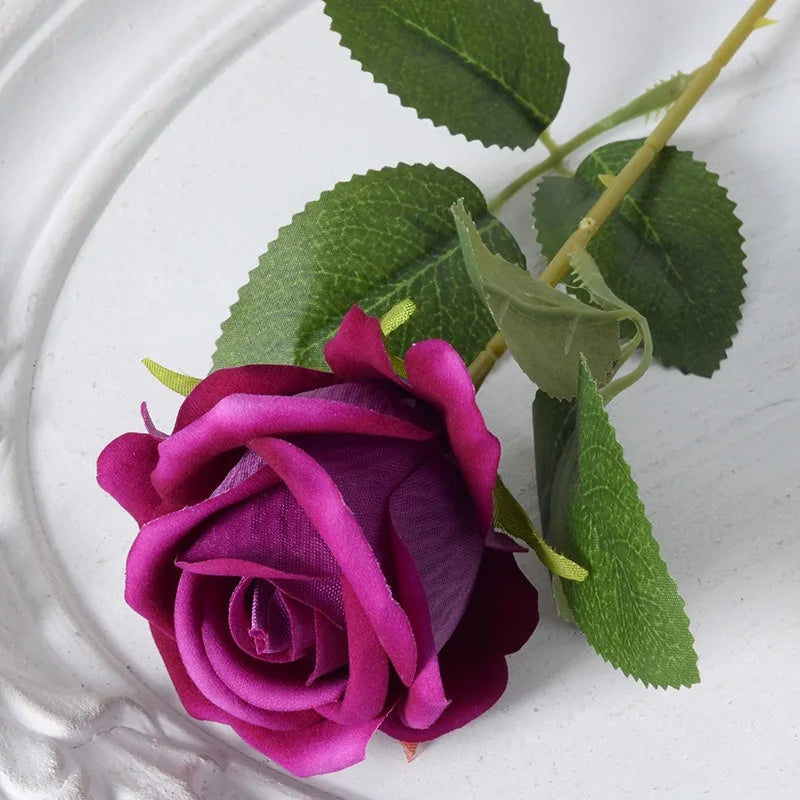 Realistic Velvet Silk Rose Bouquet - 20 Artificial Flowers for Weddings and Events