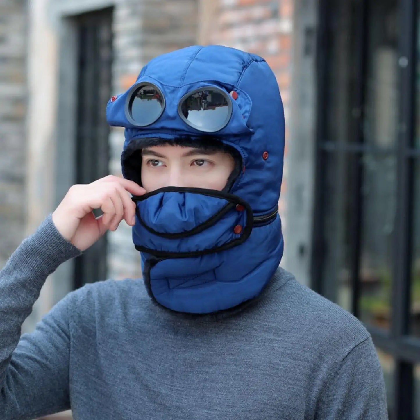 Thermal Windproof Face Covering Beanie for Cold Weather