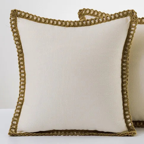 French-Inspired Colorful Linen Pillow Covers with Braid Trim